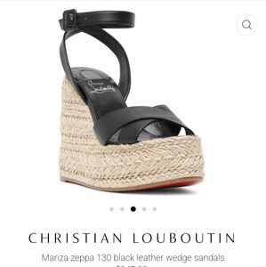 Christian Louboutin Mariza zeppa 130 black leather wedge sandals sz 39